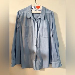 CK Blue Shell 100% Cotton shirt. Beautiful blouse with jeans or black pants. L